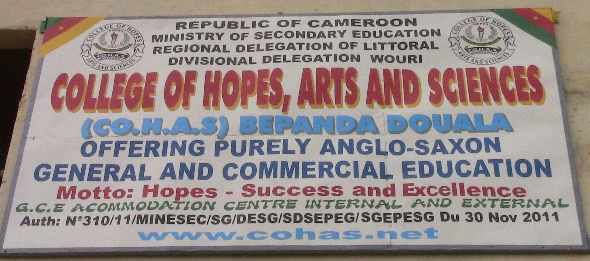 Banner - COLLEGE OF HOPES, ARTS AND SCIENCES